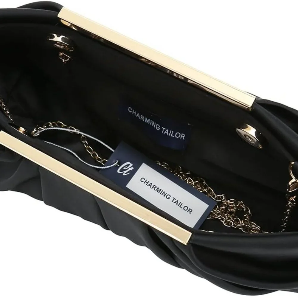 Clutch Evening Bag Elegant Pleated Satin Formal Handbag Simple Classy Purse for - Picture 5 of 7